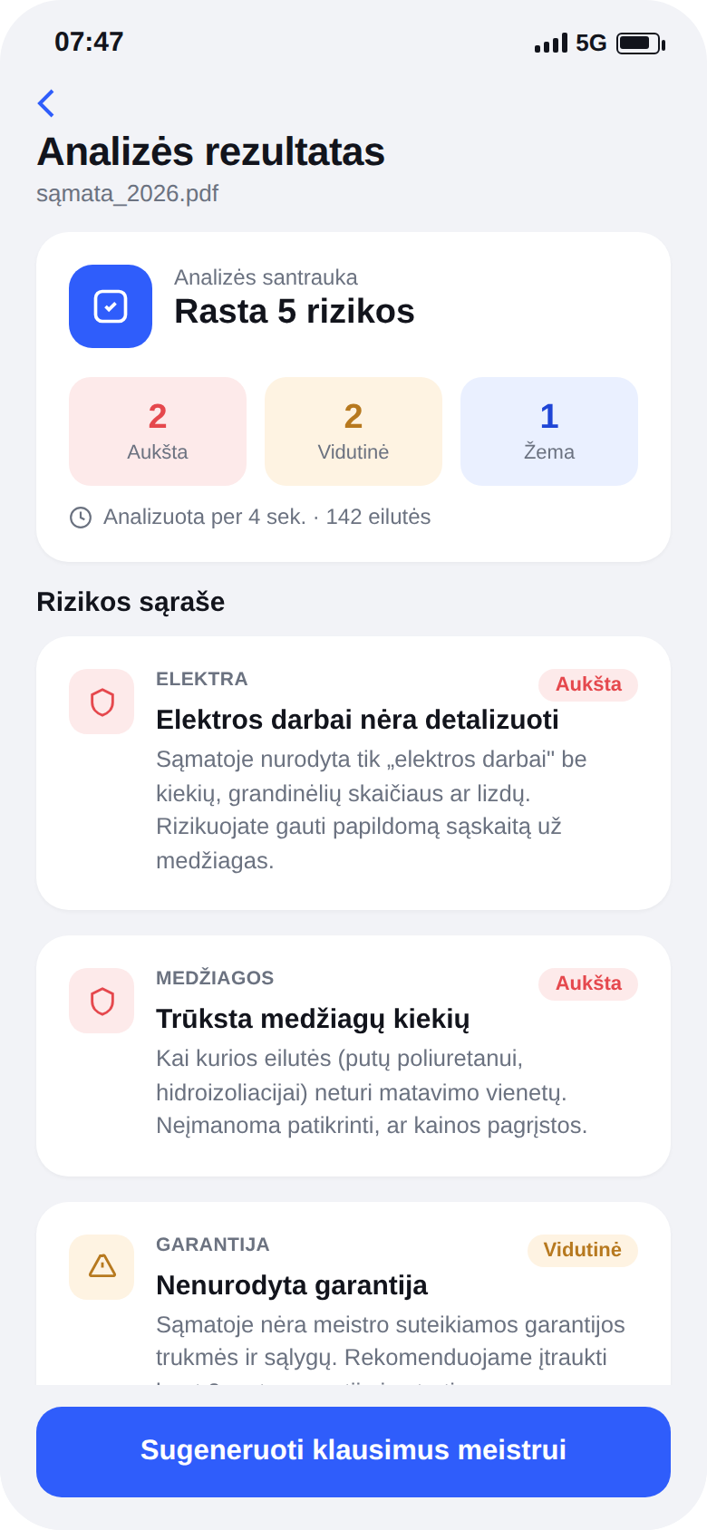 AI sąmatos analizė